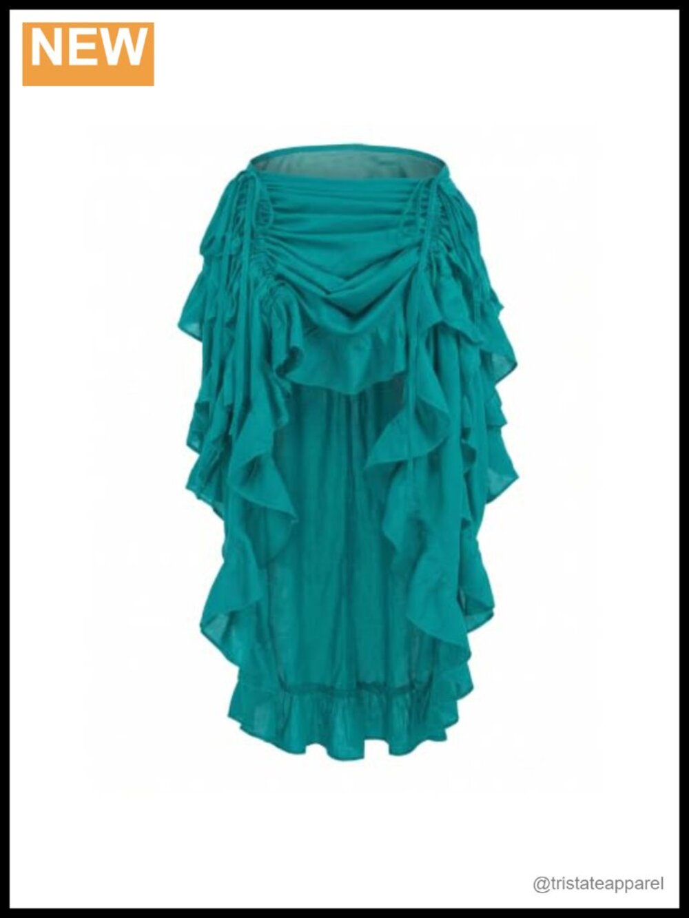 High-Low Steampunk Ruffled Skirt Rayon Elastic Waist Cosplay Costume